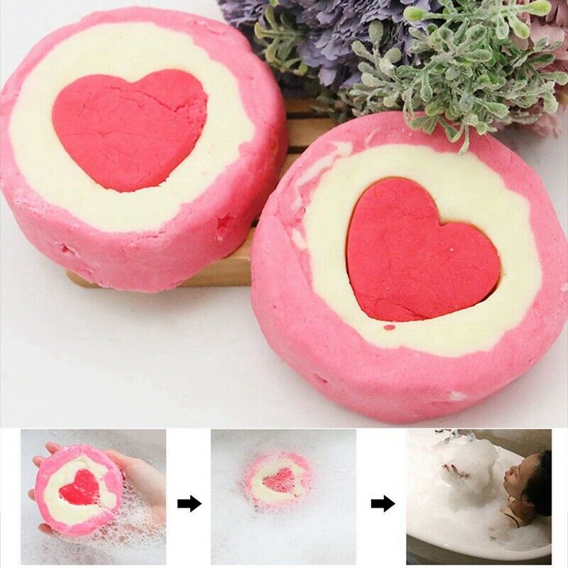 Heart-Shaped Bathing Bombs Dry Flower Bubble Salt Bath Ball Home Spa With G E3Z1