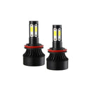2PCS 4-Sides H8/H9/H11 COB Hi-Lo Beam LED Headlight Kit Bulb High Low 6500K