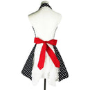Black Sexy Aprons,Classic Retro Aprons Flirty Marilyn V-Neck Polka Dot Cook