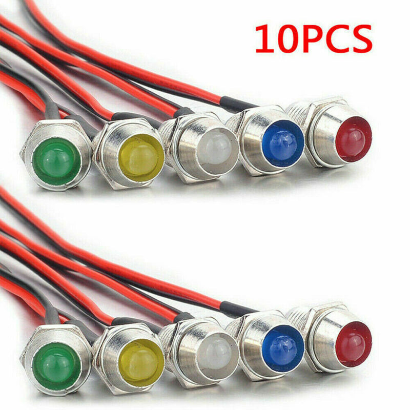 10x Top 8mm 12V Indicator Light LED Lamp Bulb Truck Pilot Dash Panel Car Boat AU