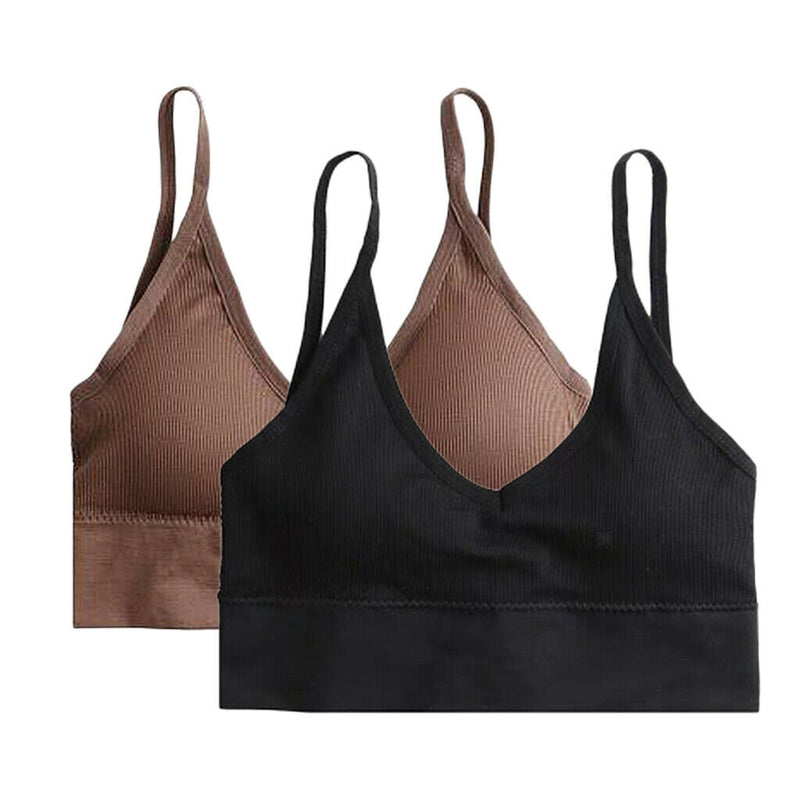 2 Pcs Ladies Comfortable Bra Without Wire, Padded Bustier Bralette Bra Top,