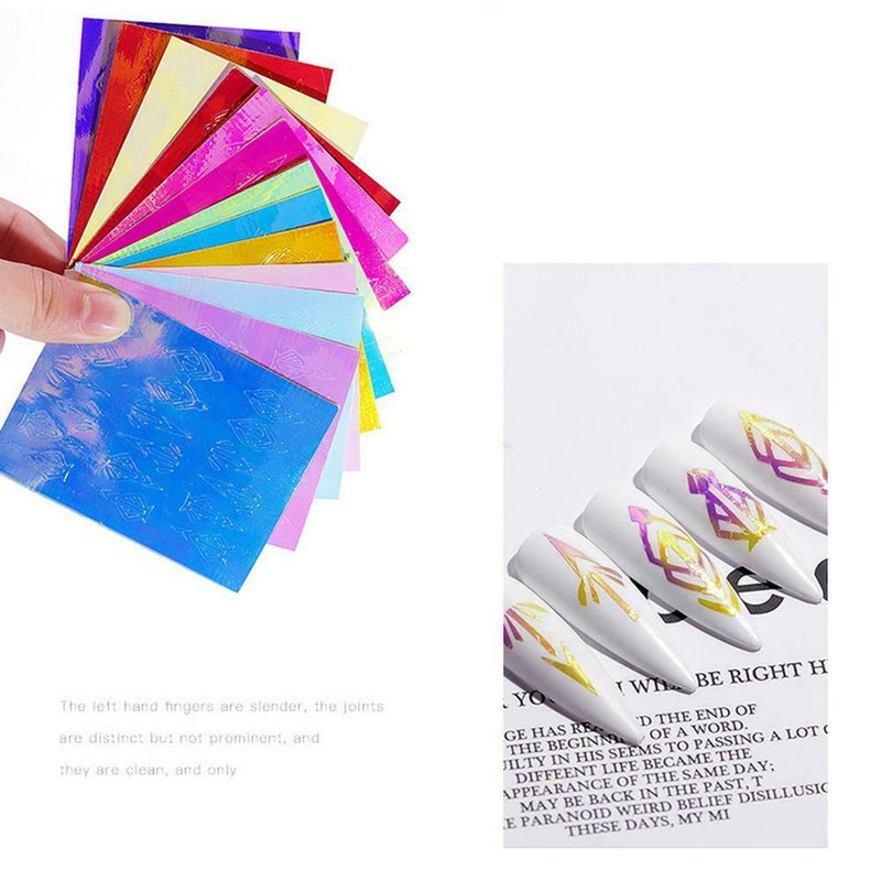 13pcs Nail Art Stickers DIY Fire Flame Holographic Adhesive Tape Manicure Decals