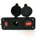 Waterproof Power Outlet Panel with Voltmeter for DC 12-24V Car Marine Boat