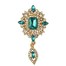 Fashion Blue Rhinestone Crystal Tear Drop Brooch Wedding Party Jewelry