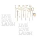 1-10 Wooden Table Numbers with Holder Base & 6 Pieces White Wooden Sign for