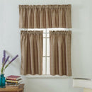 3Pcs Brown Rod Pocket Short Tier Curtains Panels Half Drapes for Bathroom