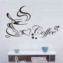 Coffee Cup with Heart Vinyl Quote Kitchen Removable Wall Stickers DIY Home FT