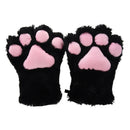 2 pieces Black Cat Foot Paw Plush Gloves + Cat Ears Hair Clips Hair Pins Pa W8F3