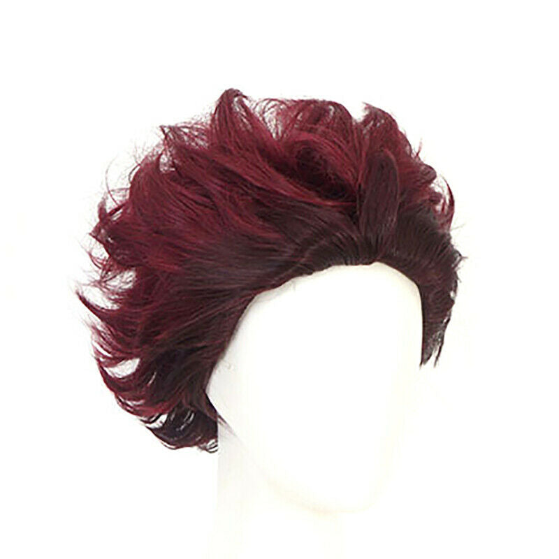 Anime Demon Slayer: Kimetsu no Yaiba Kamado Tanjirou Wine Red Wig Hair Cospl FT