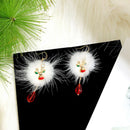 2021 New Year Gift  Plum Deer White Velvet Ball Red Crystal Earring PendantS Hn