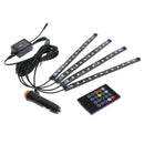 4pcs 12 LED 7 Color RGB Strips Sound Remote Control Activated Car Interior Light