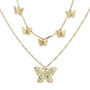 Elegant Double Layer Butterfly Choker Chain Pendant Favor Girl Women Neckla F1S3