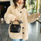 Women Fashion Wide Shoulder Messenger Bag PU Leather Retro Handbag (Black) A