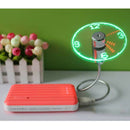 Flexible Gooseneck Portable Mini USB Fan Desktop LED Clock Fan USB Cooling Fan