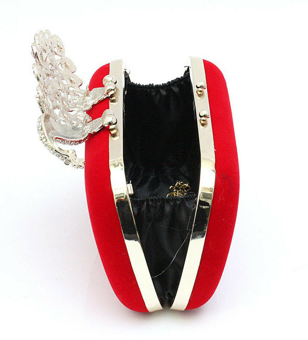 Crystal Womens Clutch Evening Handbag Wedding Party Purse Banquet Bags Red