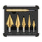6PCS Steel Step Drill Hex Shank Set with Aluminum Case,Double Cutting Blades &