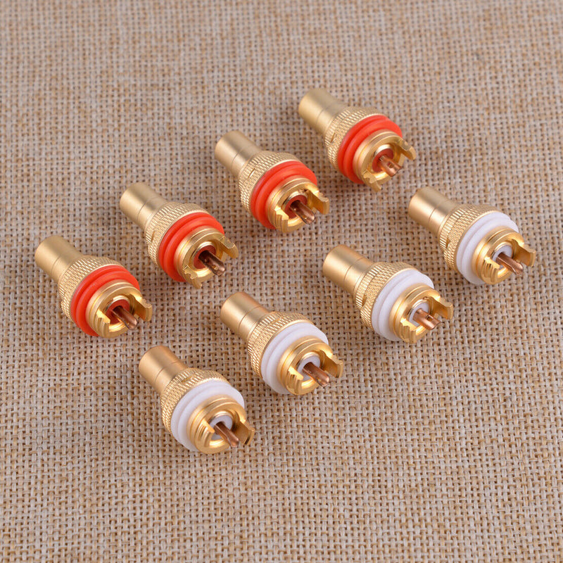 8Pcs Copper RCA Female Socket Chassis Connector Phono Audio Plug Amplifier HiFi