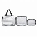 Hot 3pcs Clear Cosmetic Toiletry PVC Travel Wash Makeup Bag (Black)