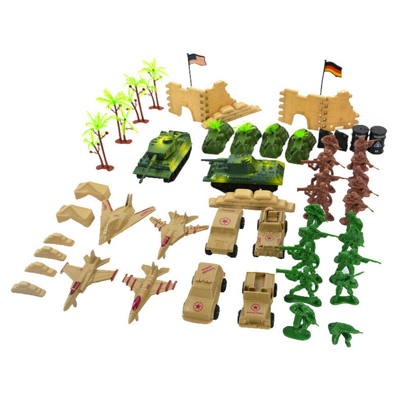64 Pieces Military Soldier Playset - 5cm  Men, Tanks, Warplane & More