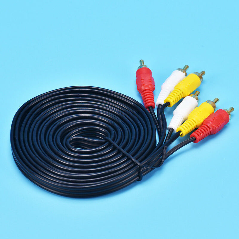 Triple 3 RCA Phono Male Plug to Plug Audio Composite Video AV Cable TV Lead,a