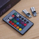 2pcs T10 5050 12SMD RGB LED Multi Color Car Wedge Bulbs with Remote Control