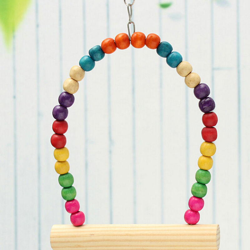 1x Great Wooden Bird Parrot Swing Toys Parakeet Cockatiel Lovebird Budgie Cag %o