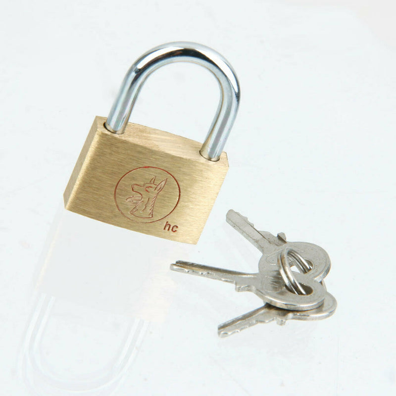 Brass Padlock Locker Long Shackle Suitcase Toolbox w/ Key 25mm