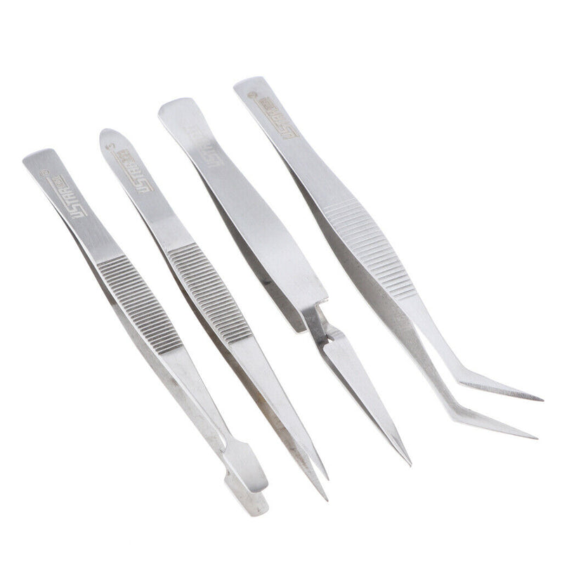 4 Pieces Tweezers Set - Craft Modle Building Jewelry Nail Art Hobby Picking Tool