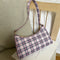 Fashion Plaid Women Handbag Korean PU Tote Underarm Shoulder Bag (Purple)