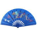 Plastic Frame Dragon Printed Sports Folding Hand Fan Royal Blue O2B1
