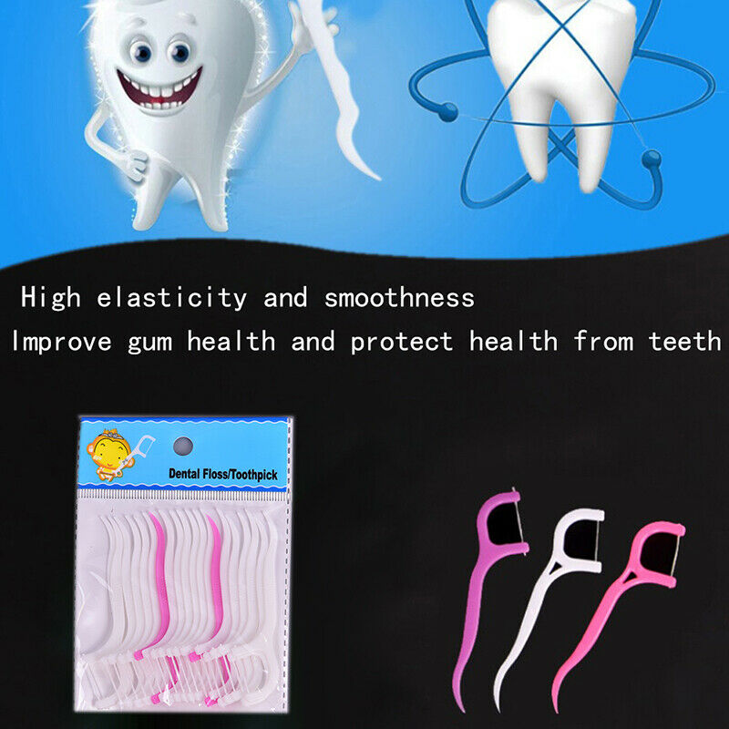 100 Pcs Disposable Dental Flosser Interdental Brush Teeth Stick Floss Oral C Nw