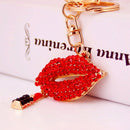 Sparkling Lipstick Lip Women Bag Car Key Accessories Pendant Keychain Red