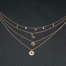 Boho Cross Wafer Pendant Clavicle Chain Women Multilayer Necklace Jewelry
