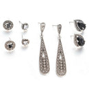 4Pair/Set Bohemian Geometric Water Drop Pendant Earrings Crystal Stud EarringsJR