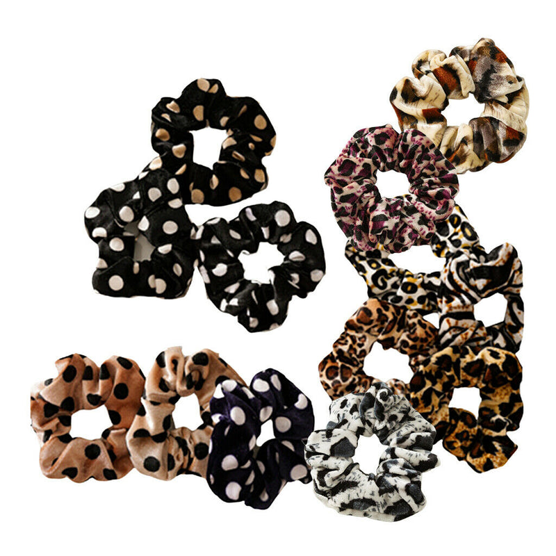 13-Pack Leopard Velvet  Scrunchies Animal Print Hair Tie Accessories