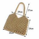 New Hand-Woven Hollowwork Straw Bag Paper Rope Grid Without Lining Women Be