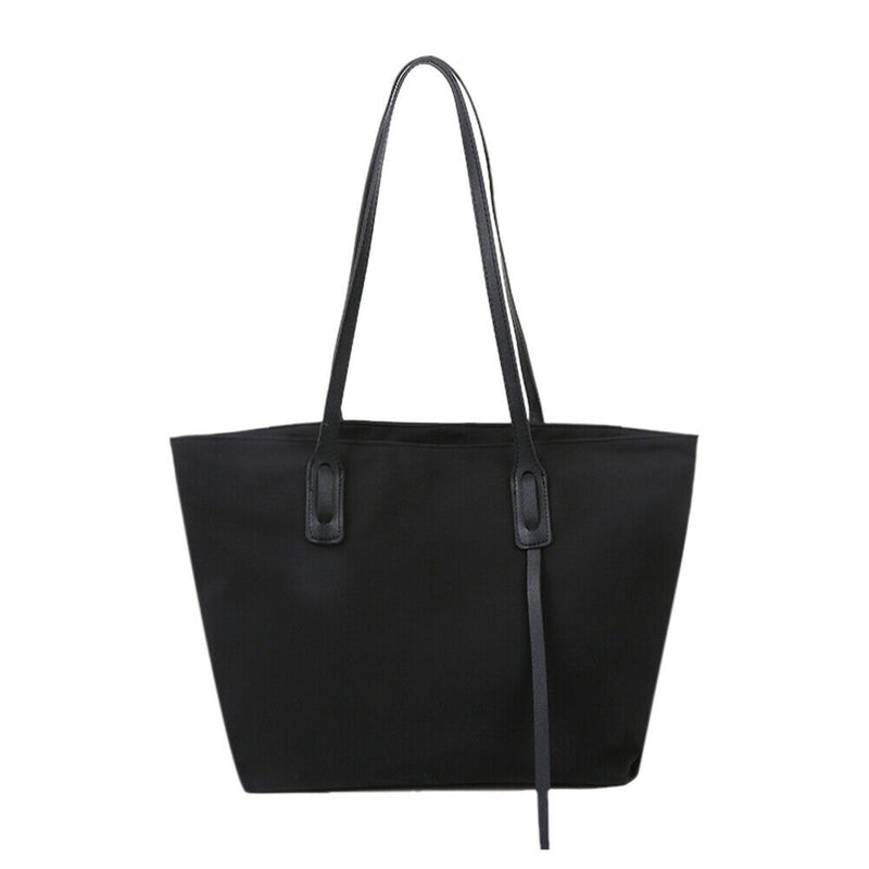 Waterproof Nylon Handbag Women Large Capacity Shoulder Casual Totes (Black)