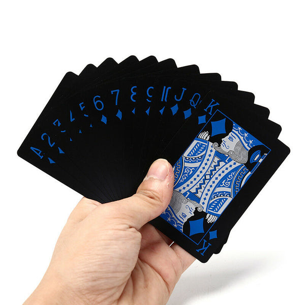 2 Sets Waterproof Plastic Pvc Black Playing Cards Poker Card Board Game   Z