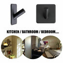 304 Stainless Steel Coat Hanger Black Towel Hook Rack Rail,Self Adhesive Ho B1I5