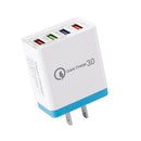 4 USB Travel Charger 3A Fast Charging Charger US Plug Adapter (Sky Blue)
