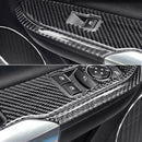 4Pcs Carbon Fiber Interior Door Window Lift Button Panel Decorative Frame C