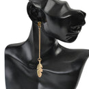 Pearls Long Tassel Leaf Feather Drop Dangle Earrings For Women Earrings Jewelry