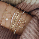 6Pcs/set Boho Bracelet Set Women Tassels Leaves Circular Chains Bangle Jewe o Hn
