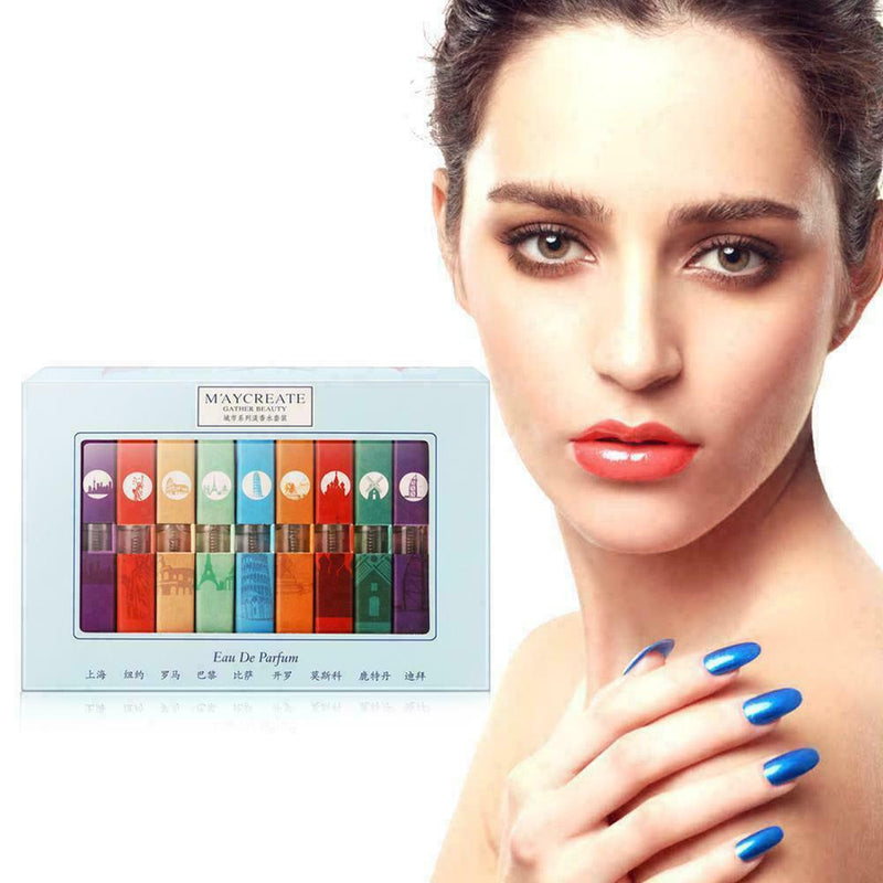 9Pcs Women Mini Perfume Gifts Set City Fragrances Kit Spray Water Aromatic J0Z9