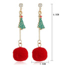 Christmas TreeDrop Dangle Earring ChainPom Pom Ear Studs Jewelry Gift Women AT3C