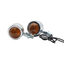 1 Pair Mini Retro Motorcycle Turn Signal Lights Motorbike Blinkers (Chrome)