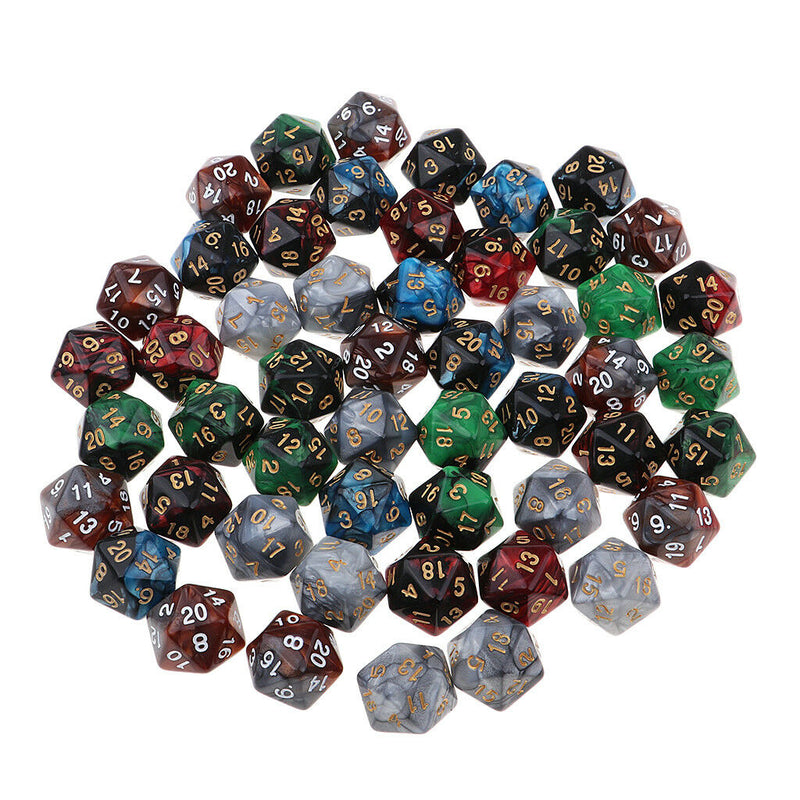 Multi sided dice set of 50 D20 Dungeons D&D RPG Role play