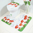 3pcs Christmas Red Ball Toilet Seat Cover Bathroom Mat Non-slip Carpet Mat