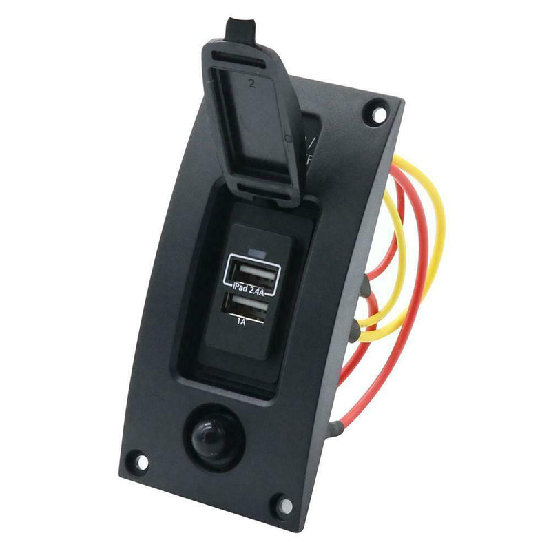 5V 3.4A 2 Port USB Charger Panel IP66 Waterproof for Boat Marine Yacht RV Truck