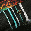 Beach Blue Green Rope Wave Pendant Anklets For Women Wave Surfer Layered An
